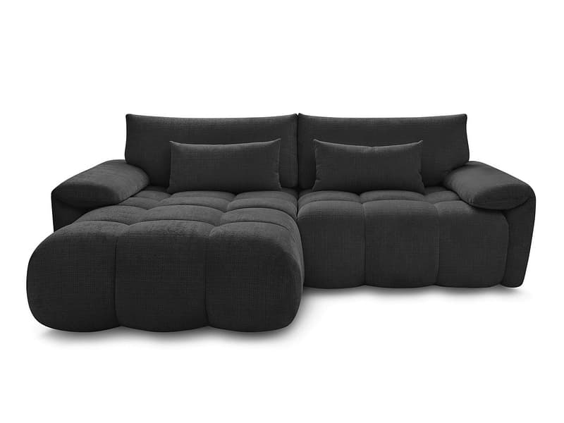Ecksofa BOBOCHIC IVANE Stoff mit Textur schwarz