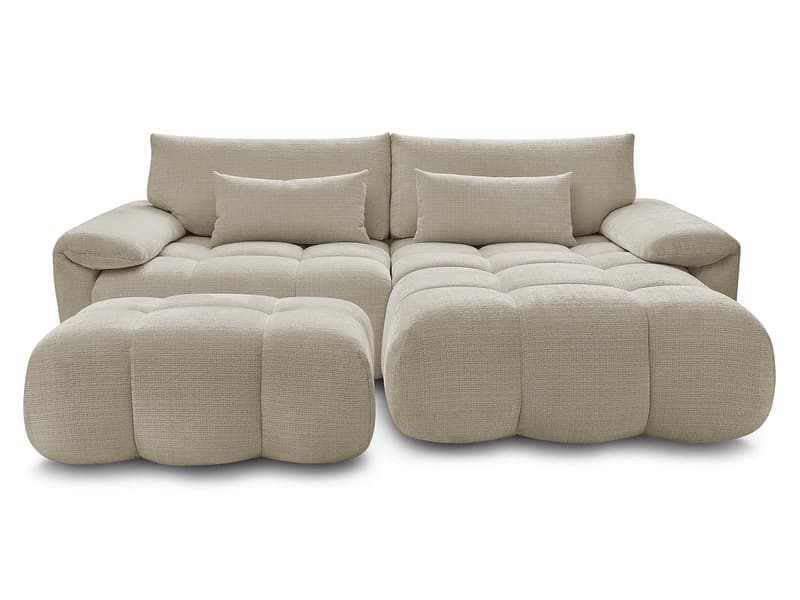 Ecksofa mit Hocker BOBOCHIC IVANE Stoff mit Textur beige