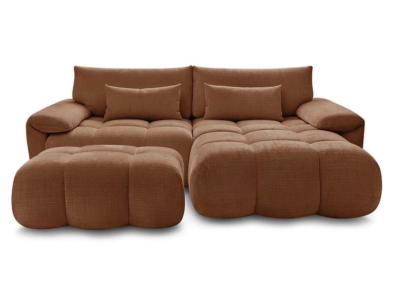 Ecksofa mit Hocker BOBOCHIC IVANE Stoff mit Textur orange