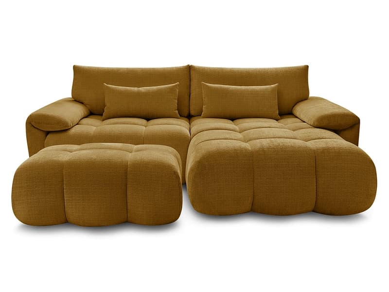 Ecksofa mit Hocker BOBOCHIC IVANE Stoff mit Textur gelb