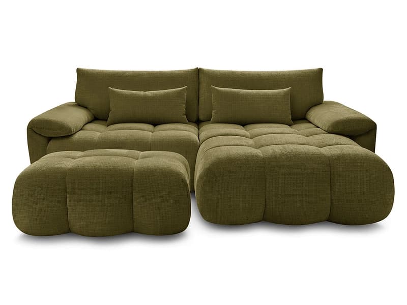 Ecksofa mit Hocker BOBOCHIC IVANE Stoff mit Textur grün