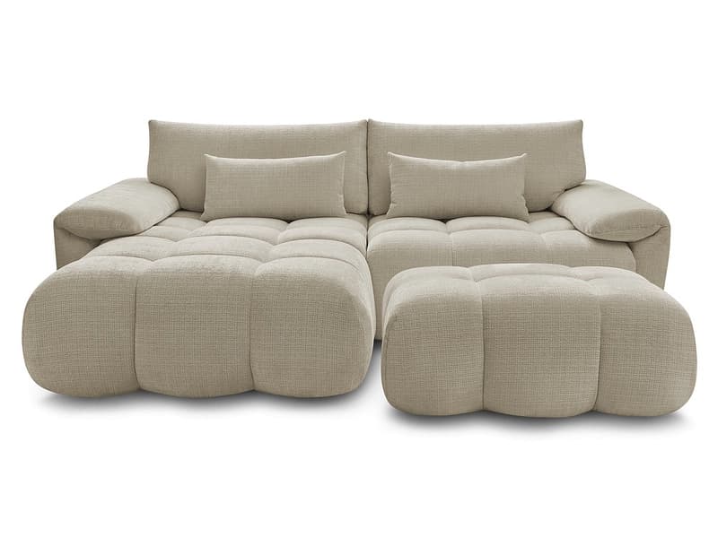 Ecksofa mit Hocker BOBOCHIC IVANE Stoff mit Textur beige