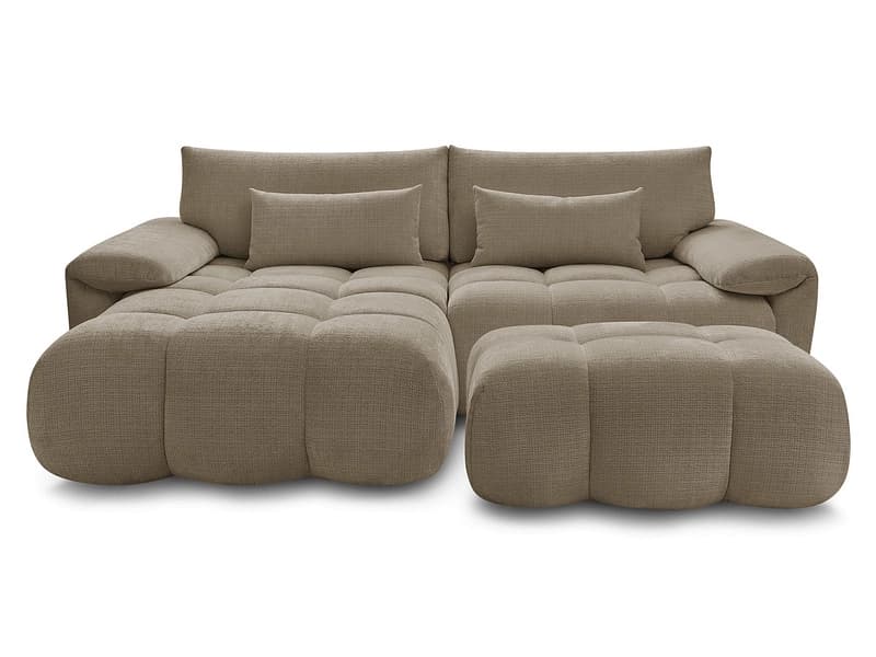 Ecksofa mit Hocker BOBOCHIC IVANE Stoff mit Textur taupe