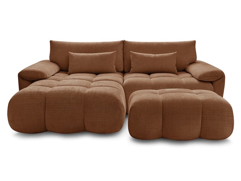 Ecksofa mit Hocker BOBOCHIC IVANE Stoff mit Textur orange