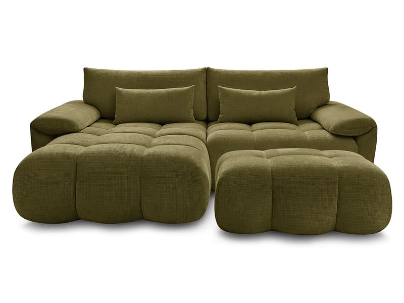 Ecksofa mit Hocker BOBOCHIC IVANE Stoff mit Textur grün