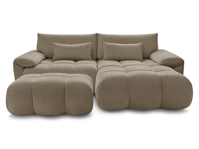 Ecksofa mit Hocker BOBOCHIC IVANE Stoff mit Textur taupe