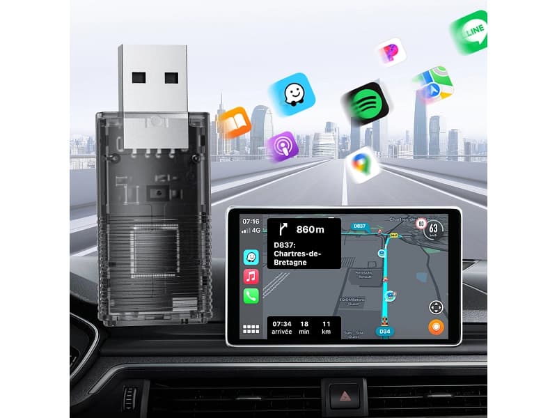 TECHNAXX USB-Adapter für CarPlay & Android anthrazitschwarz
