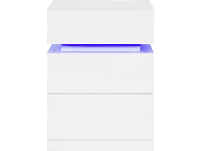 Nachttisch LUMEN 3 Schubladen 40x35x55cm weiss glitzernd