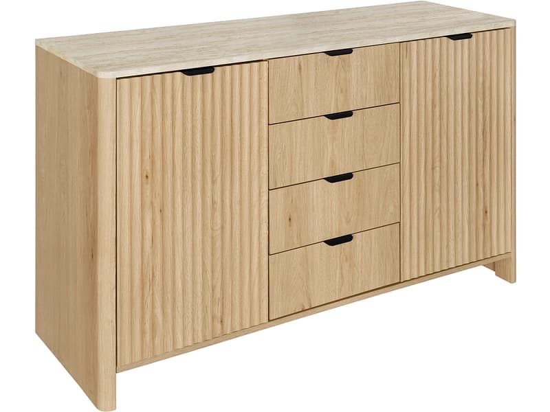 Kommode MODENA 2 Türen 4 Schubladen 40x118x80cm eiche travertin-effekt