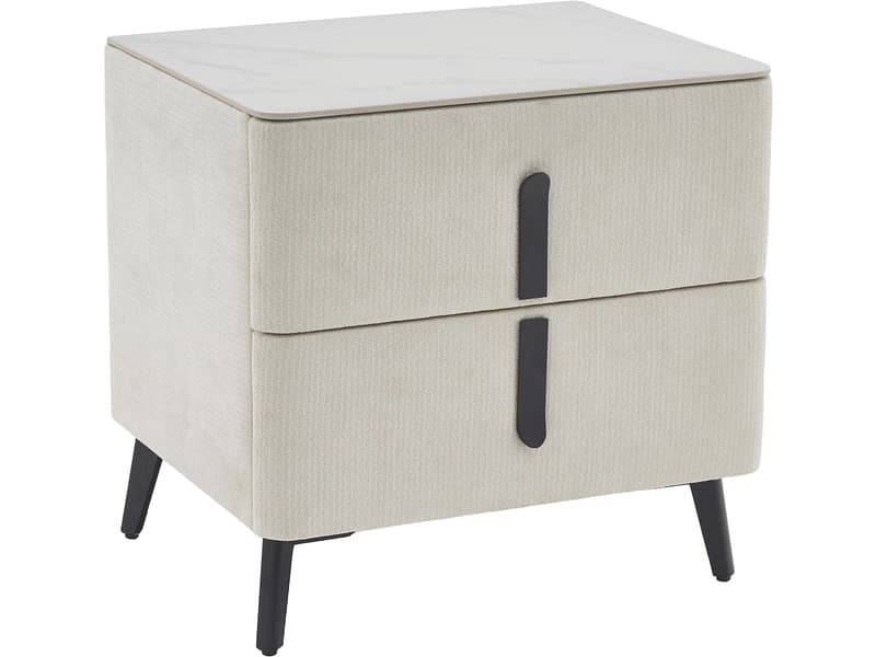 Nachttisch VELVET 2 Schubladen 50x40x49cm beige stoff