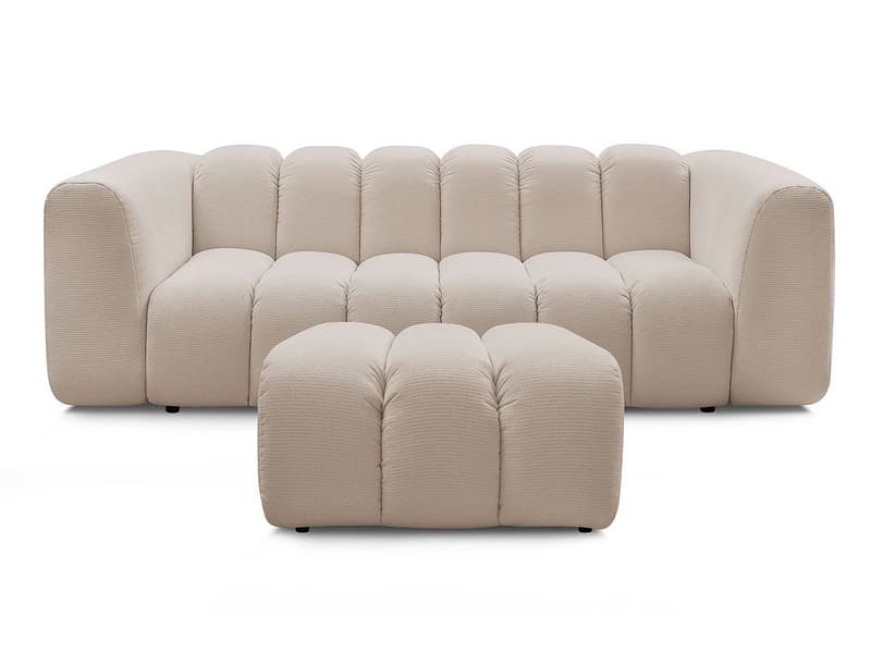 3er Sofa mit Hocker BOBOCHIC TALIA Stoff chiniert beige