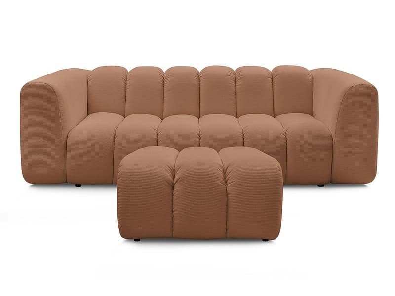 3er Sofa mit Hocker BOBOCHIC TALIA Stoff chiniert orange