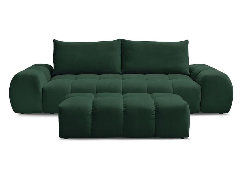 3er Sofa mit Hocker BOBOCHIC EVEREST Stoff mit Textur grün