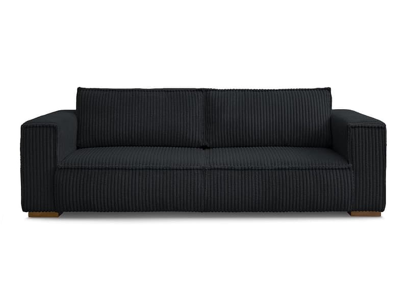 3er Sofa BOBOCHIC CHELSEA Cord-Stoff schwarz