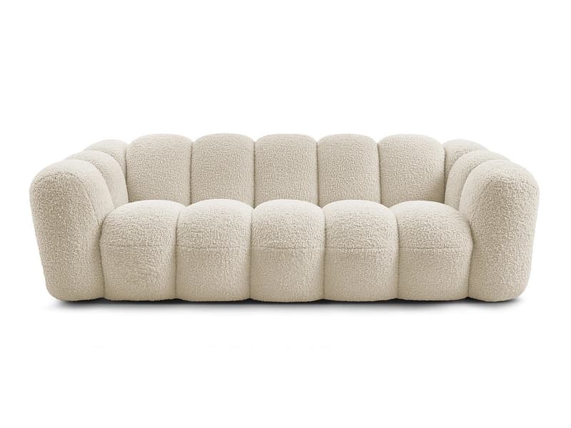 3er Sofa BOBOCHIC HIPPOLYTE Boucle-Stoff cremefarben