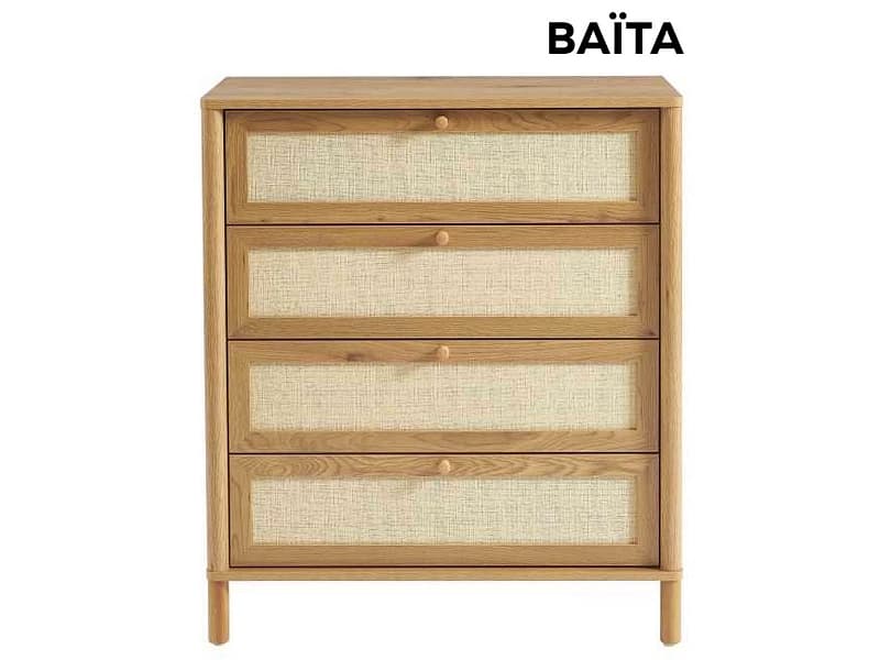 Kommode BAÏTA HAIDA 4 Schubladen 42x80x92.5cm eiche dekor