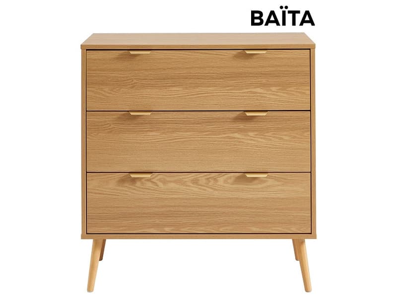 Kommode BAÏTA JEANNE 3 Schubladen 39.5x80x85cm eiche dekor
