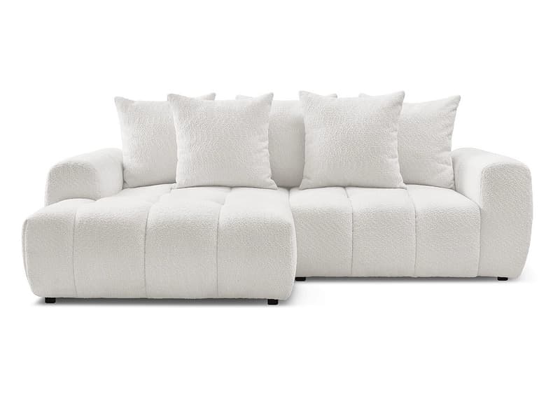 Ecksofa BOBOCHIC ROXELANE Boucle-Stoff weiss