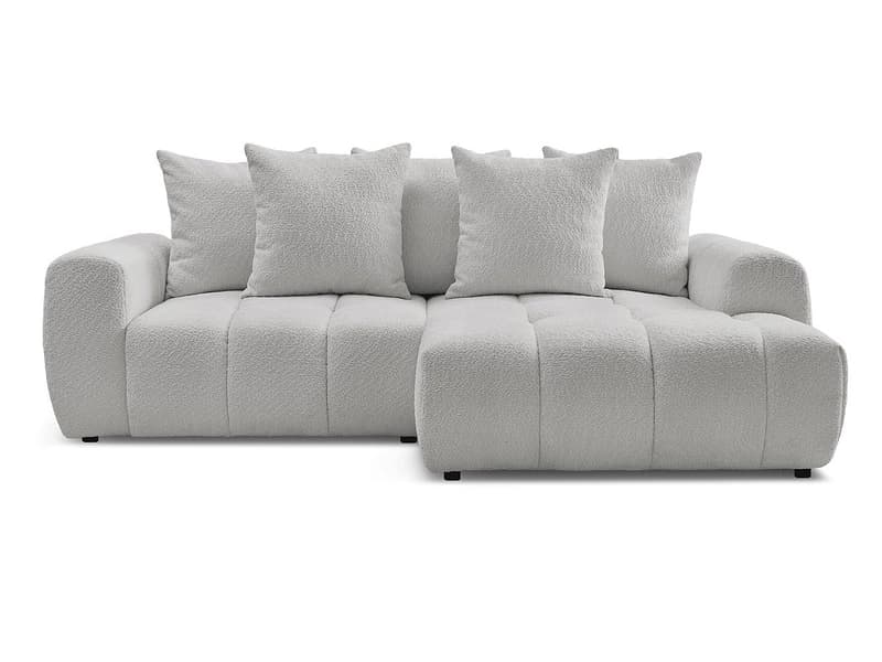 Ecksofa BOBOCHIC ROXELANE Boucle-Stoff hellgrau