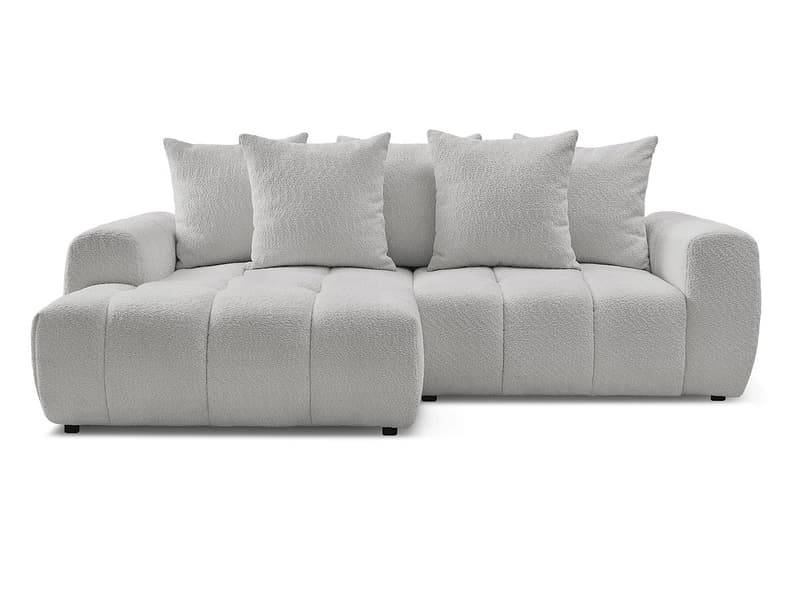 Ecksofa BOBOCHIC ROXELANE Boucle-Stoff hellgrau