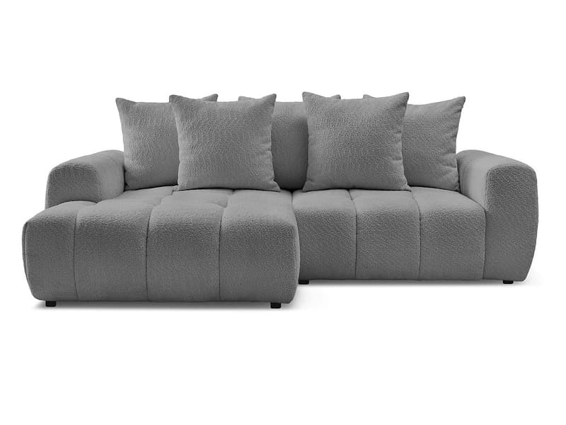Ecksofa BOBOCHIC ROXELANE Boucle-Stoff dunkelgrau