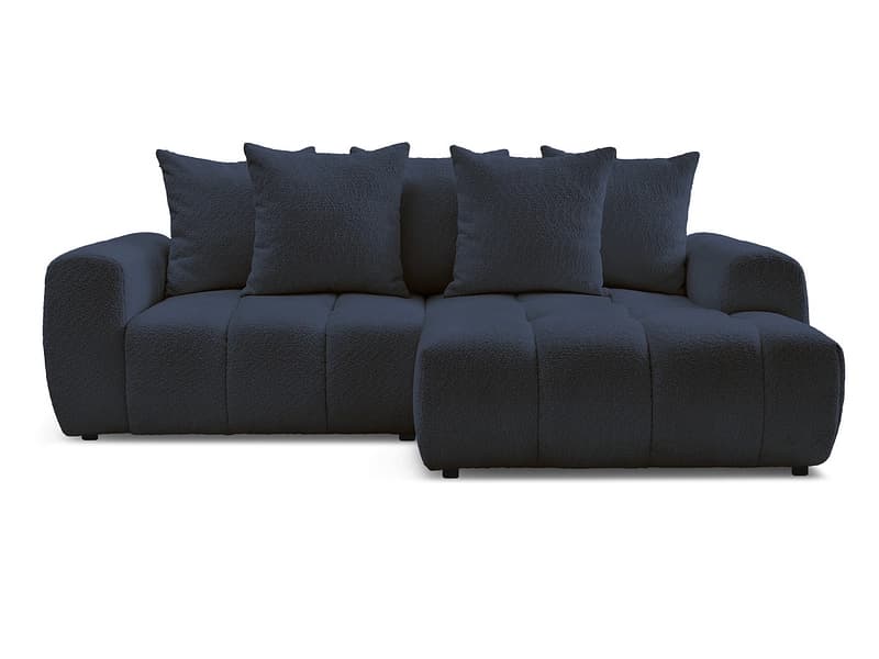 Ecksofa BOBOCHIC ROXELANE Boucle-Stoff dunkelblau