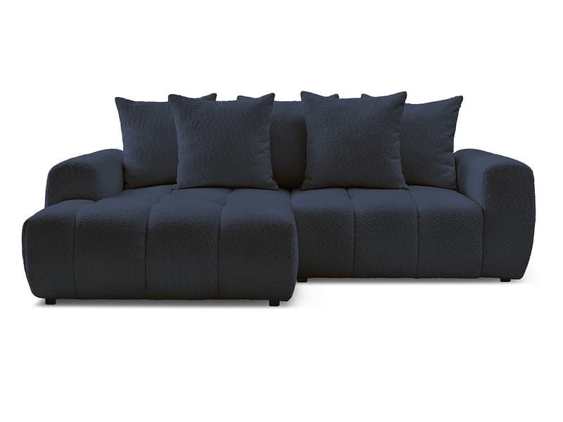Ecksofa BOBOCHIC ROXELANE Boucle-Stoff dunkelblau