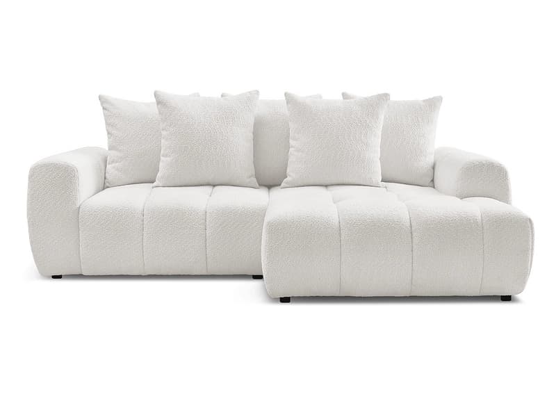 Ecksofa BOBOCHIC ROXELANE Boucle-Stoff weiss
