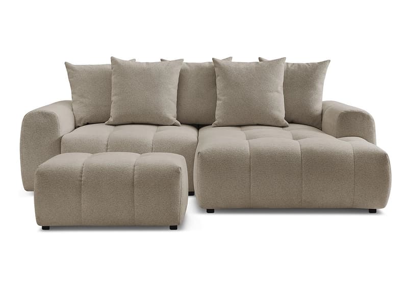 Ecksofa mit Hocker BOBOCHIC ROXELANE Stoff chiniert taupe