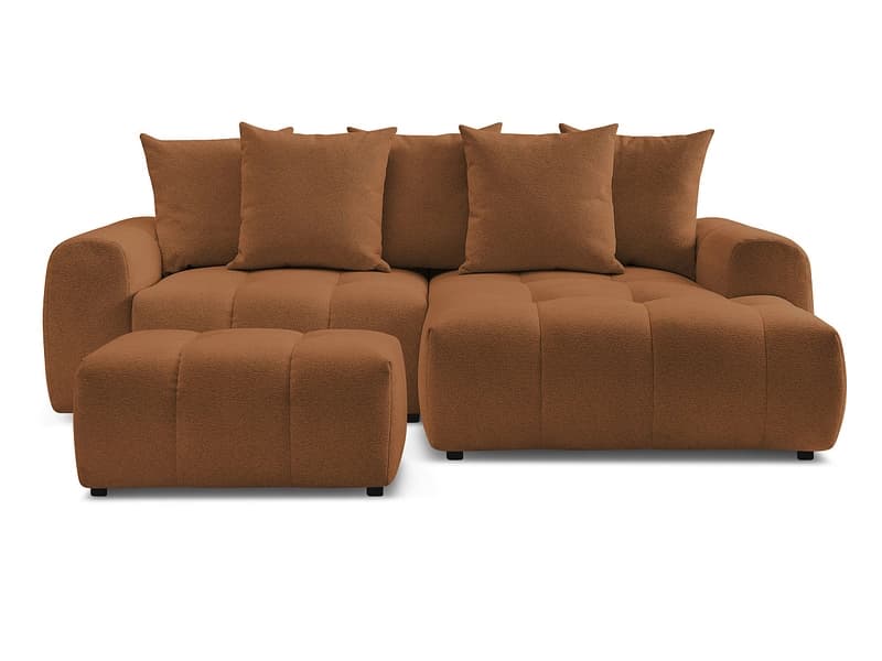 Ecksofa mit Hocker BOBOCHIC ROXELANE Stoff chiniert orange