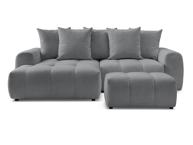 Ecksofa mit Hocker BOBOCHIC ROXELANE Stoff chiniert dunkelgrau
