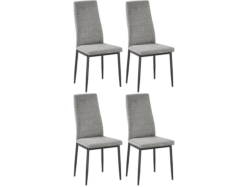 Set mit 4 Stühlen KARL Stoff hellgrau