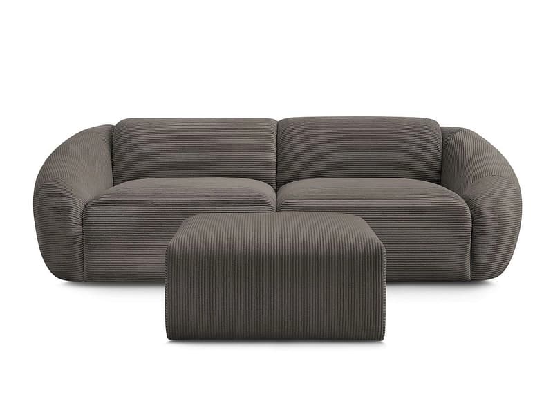 3er Sofa mit Hocker BOBOCHIC TINA Cord-Stoff taupe