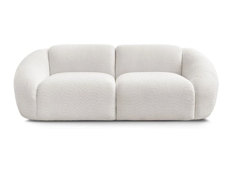 2er Sofa BOBOCHIC TINA Boucle-Stoff weiss