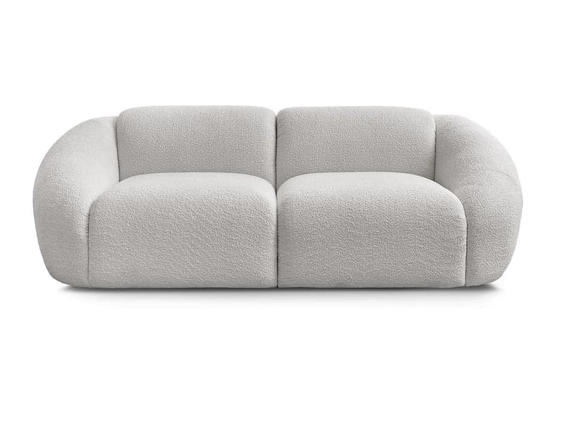 2er Sofa BOBOCHIC TINA Boucle-Stoff hellgrau