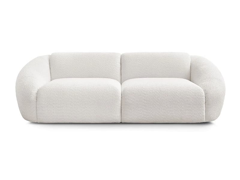3er Sofa BOBOCHIC TINA Boucle-Stoff weiss