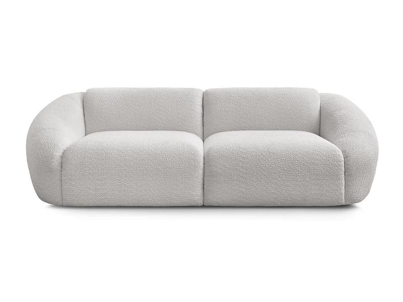 3er Sofa BOBOCHIC TINA Boucle-Stoff hellgrau