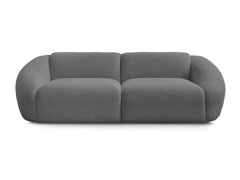 3er Sofa BOBOCHIC TINA Boucle-Stoff dunkelgrau