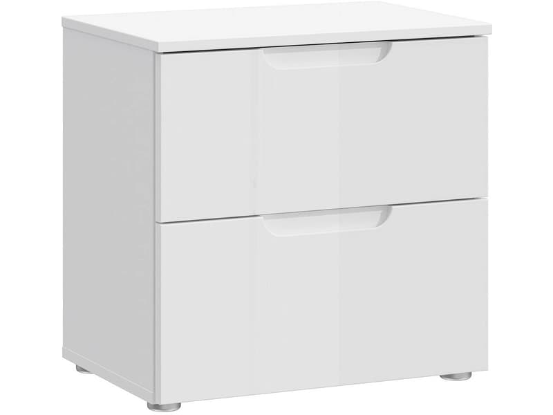 Nachttisch SIENNA 2 Schubladen 50.4x34.4x49.7cm weiss glänzend glitzernd