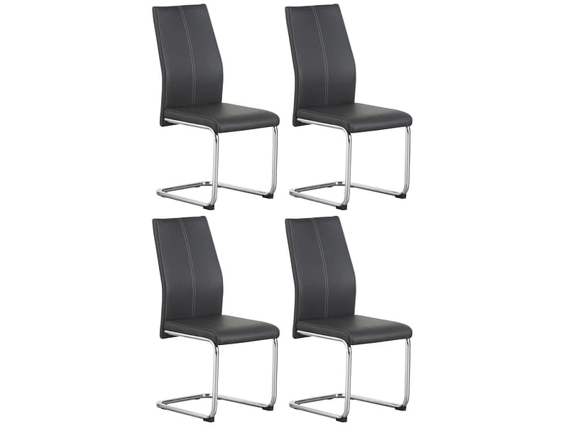 Set mit 4 Stühlen MAT Synthetisches Leder dunkelgrau