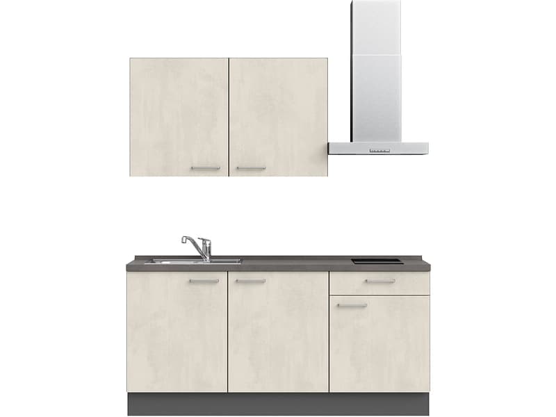 Komplette Küche MODUSET RIVA CLASSIC Weissbeton 60x180cm