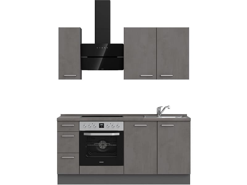 Komplette Küche MODUSET RIVA PREMIUM Beton Schiefergrau 60x180cm