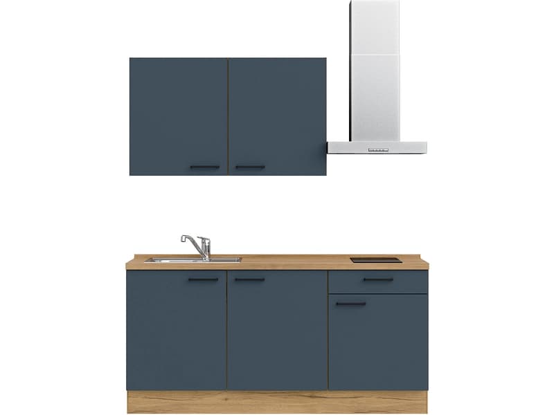 Komplette Küche mit Elektrogeräten MODUSET EASYTOUCH CLASSIC Fjordblau 60x180cm