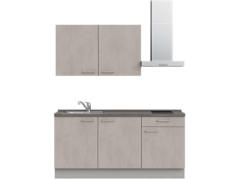 Komplette Küche mit Elektrogeräten MODUSET RIVA CLASSIC Beton Grau 60x180cm