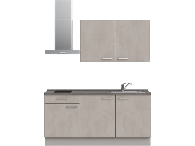 Komplette Küche mit Elektrogeräten MODUSET RIVA CLASSIC Beton Grau 60x180cm