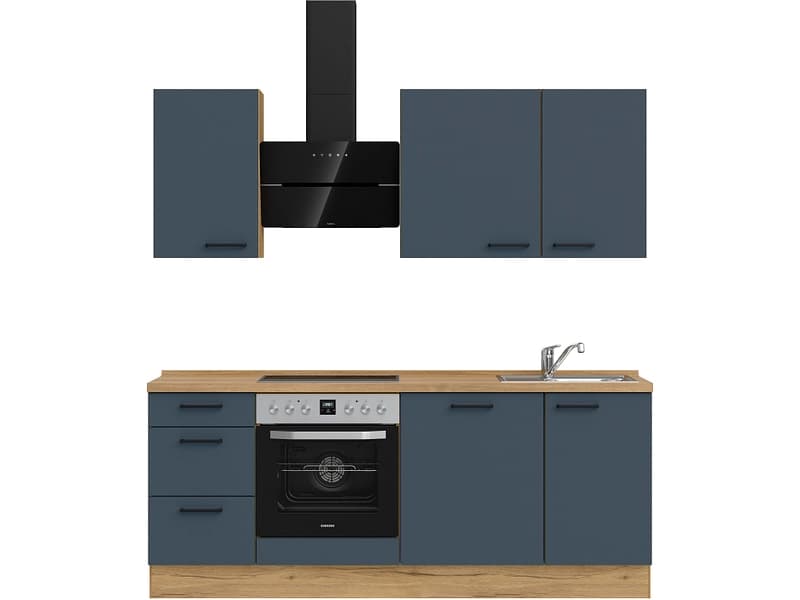 Komplette Küche MODUSET EASYTOUCH PREMIUM Fjordblau 60x210cm