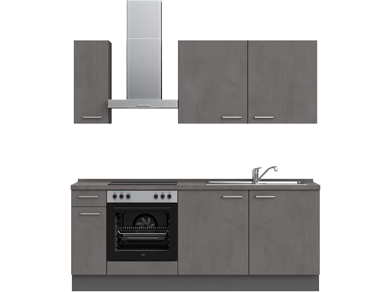 Komplette Küche MODUSET RIVA CLASSIC Beton Schiefergrau 60x210cm
