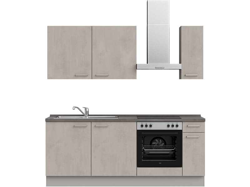 Komplette Küche mit Elektrogeräten MODUSET RIVA CLASSIC Beton Grau 60x210cm
