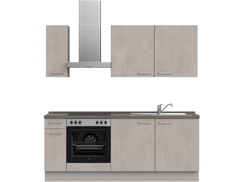 Komplette Küche mit Elektrogeräten MODUSET RIVA CLASSIC Beton Grau 60x210cm
