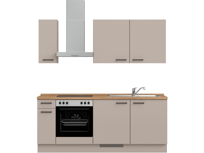 Komplette Küche mit Elektrogeräten MODUSET EASYTOUCH CLASSIC Sand ultramatt 60x210cm